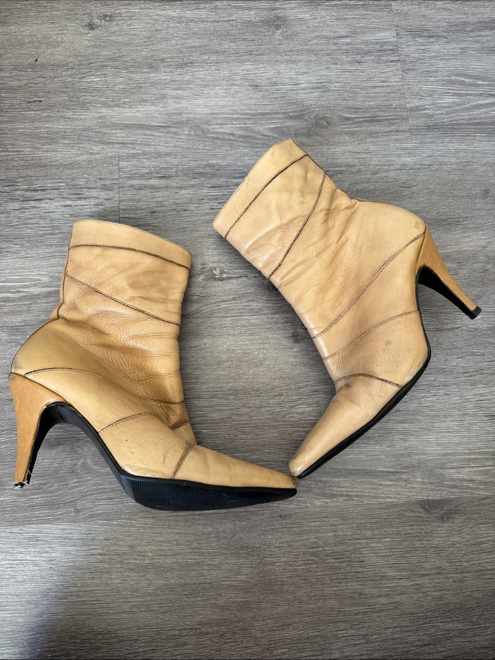 River Island Women’s Tan Leather Pointed-Toe Ankle Boots